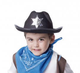 Schwarze Sheriff-Mütze für Kinder