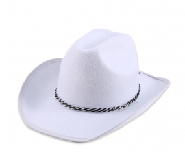 Sombrero de Vaquero blanco cordón negro adulto