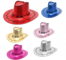 Cowboy hat in various metallic colors for adults