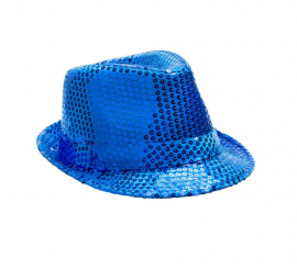 Dark Blue Sequin Gangster Hat