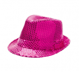 Sombrero Gánster de lentejuelas fucsia infantil