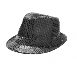 Children's Black Sequin Gangster Hat