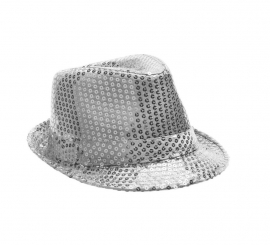 Silver Sequin Gangster Hat