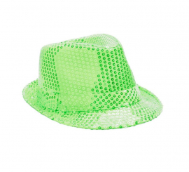 Neon Green Sequin Gangster Hat