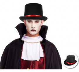 Black Gothic Hat with Red Bow Adult