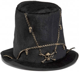 Voodoo Sorcerer Hat with Chains and Skulls