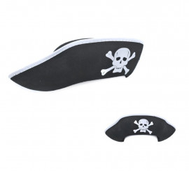 Adult black pirate hat with skull