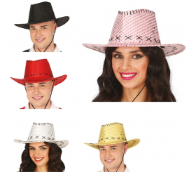 Sombrero Vaquero con lentejuelas en varios colores adulto