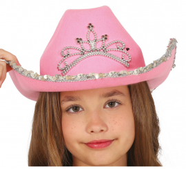 Sombrero Vaquero rosa de fieltro infantil