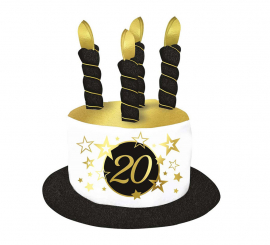 Hat with Black and White Candles for 20 Years Birthdays and Anniversaries