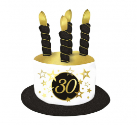 Hat with Black and White Candles for 30 Years Birthdays and Anniversaries