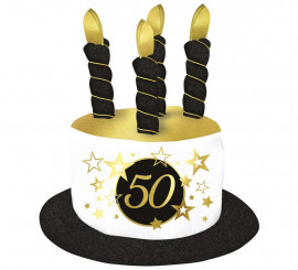 Hat with Black and White Candles for 50 Years Birthdays and Anniversaries