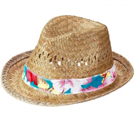Chapéu de verão com faixa de flores para adultos