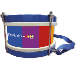 Tambour en bois multicolore avec tendeurs métalliques