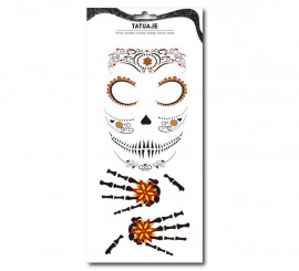 Orangefarbenes Catrina-Blumentattoo