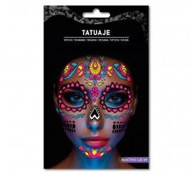 Fluoreszierendes rosafarbenes Catrina-Tattoo