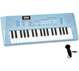 Teclado Electrónico de 37 Teclas azul, con Micrófono USB
