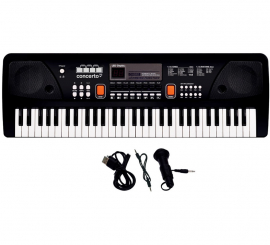 Teclado Electrónico de 61 Teclas con Micrófono USB negro