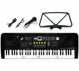 Teclado Electrónico de 61 Teclas con Micrófono USB y Función Profesor negro