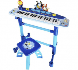 Teclado Musical con Pie y Banqueta Bluey