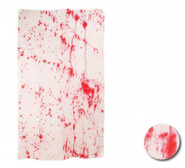 White fabric with decorative fake blood 1x1.65 m