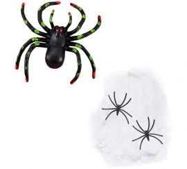 Teia de aranha branca com aranhas