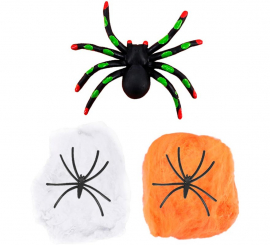 White and orange spider web with spiders