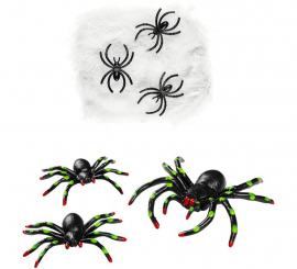 50g Spider Web with 3 Spiders