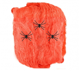 Telaraña de 50 gr naranja con 3 Arañas