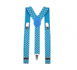 Light blue braces with white polka dots for adults