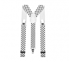 White braces with black polka dots for adults