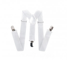 White suspenders with silver hooks