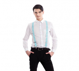 100 cm Blue and White Bavarian Suspenders