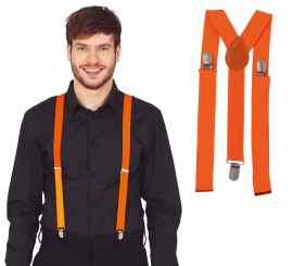 Neon orange suspenders