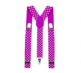 Fuchsia braces with white polka dots for adults