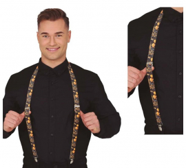 Happy New Year black and gold suspenders