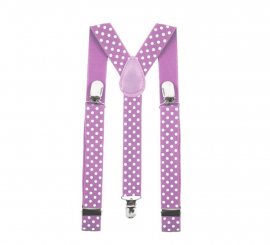 Pink braces with white polka dots for adults