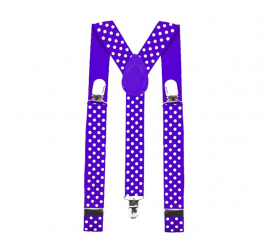 Purple braces with white polka dots for adults