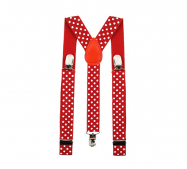 Red braces with white polka dots for adults