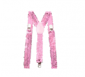 Pale pink suspenders with sequins