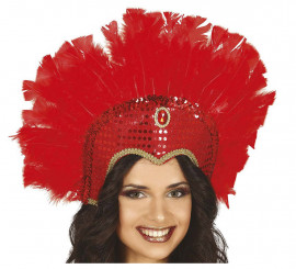 Headdress with Red Feathers