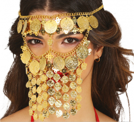 Adult Metallic Face Coin Headdress