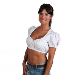 Top Crop Blanco con Bordado Rojo Oktoberfest para mujer