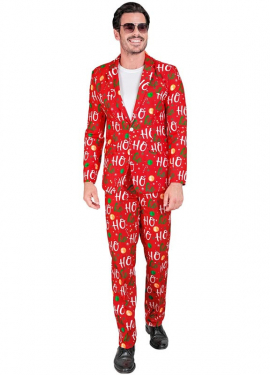 Traje Divertido Feliz Navidad ho ho rojo para hombre