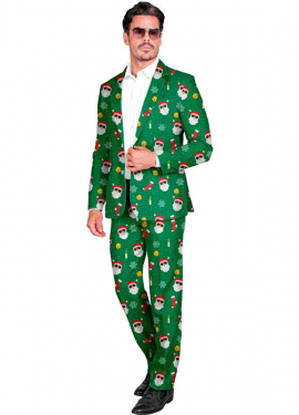 Traje Divertido Papá Noel verde para hombre