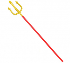 Tridente dorado y rojo de 137 cm