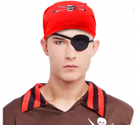 Turbante Pirata rojo con calavera adulto