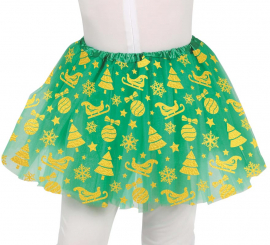 Tutu de Natal verde e dourado de 30 cm para crianças