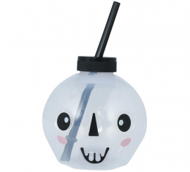 Copo Caveira com Canudo com Iluminação LED 17 cm