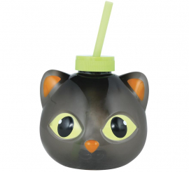 17 cm LED-beleuchteter Katzen-Strohbecher